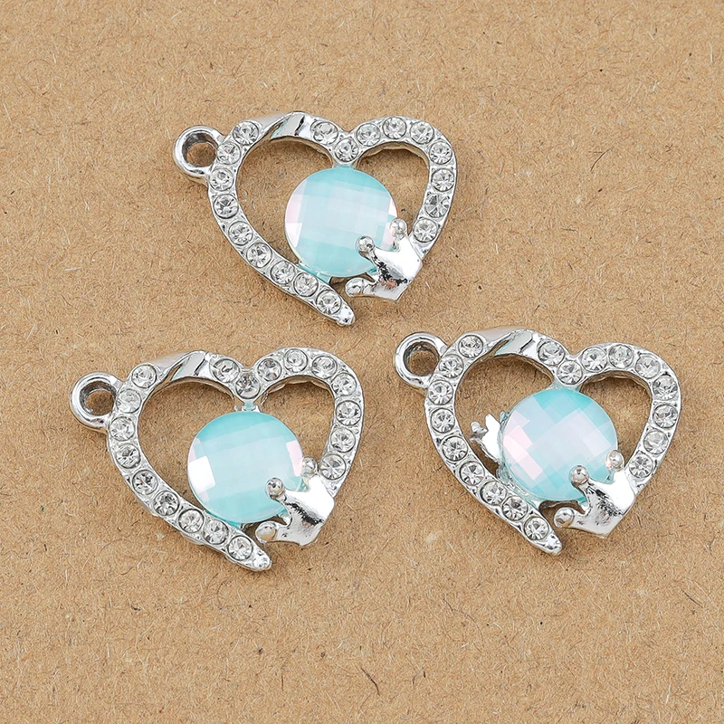 10pcs 18*15mm Crystal CZ Love Heart Charms Pendant for Jewelry Making DIY Earrings Necklace Bracelet Accessories Supplies