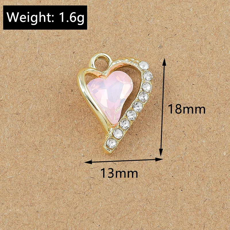 10pcs 18*15mm Crystal CZ Love Heart Charms Pendant for Jewelry Making DIY Earrings Necklace Bracelet Accessories Supplies