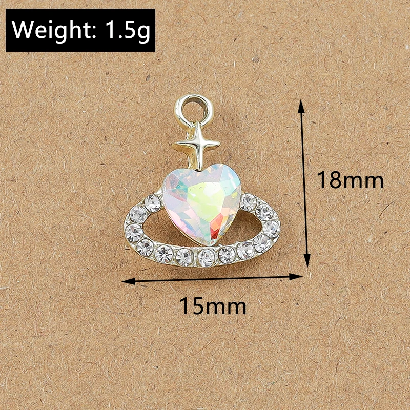 10pcs 18*15mm Crystal CZ Love Heart Charms Pendant for Jewelry Making DIY Earrings Necklace Bracelet Accessories Supplies