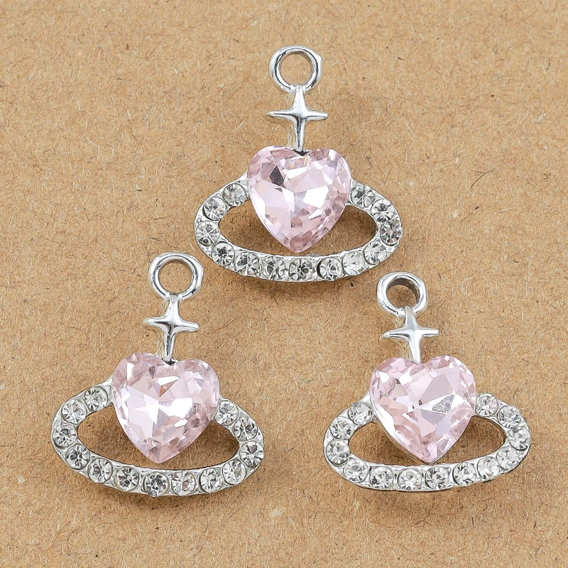 10pcs 18*15mm Crystal CZ Love Heart Charms Pendant for Jewelry Making DIY Earrings Necklace Bracelet Accessories Supplies