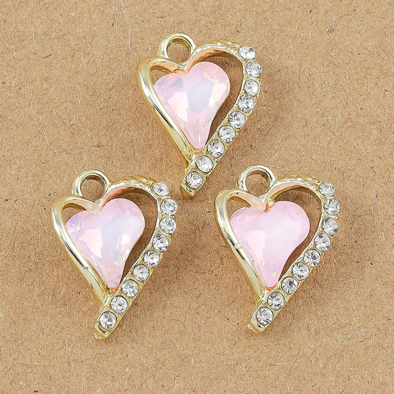 10pcs 18*15mm Crystal CZ Love Heart Charms Pendant for Jewelry Making DIY Earrings Necklace Bracelet Accessories Supplies