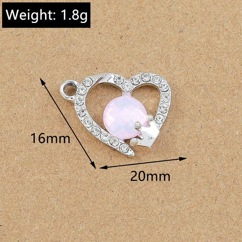 10pcs 18*15mm Crystal CZ Love Heart Charms Pendant for Jewelry Making DIY Earrings Necklace Bracelet Accessories Supplies
