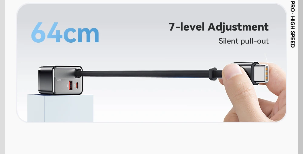 Essager 65W GaN Charger with Retractable Cable PD Fast Charging for Laptop Macbook iPhone 17 16 15 Xiaomi Type-C Phone Charger