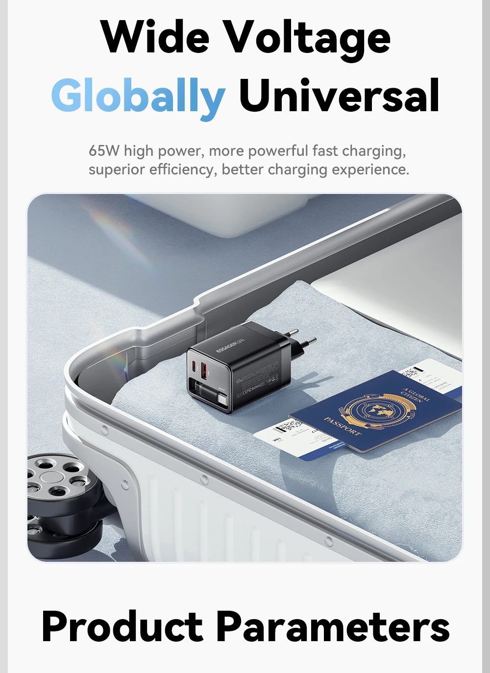 Essager 65W GaN Charger with Retractable Cable PD Fast Charging for Laptop Macbook iPhone 17 16 15 Xiaomi Type-C Phone Charger