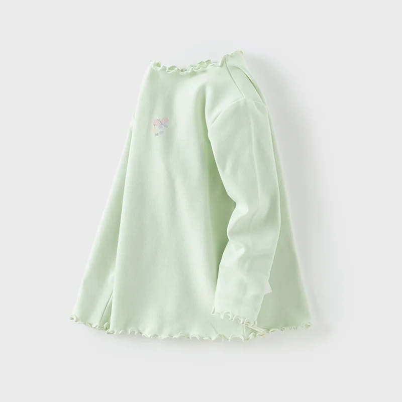 Dave Bella 2025 Spring Children Girls Baby Long Sleeved T-shirts Fashion Casual Children's Pure Cotton Base Layers Top DB1250442