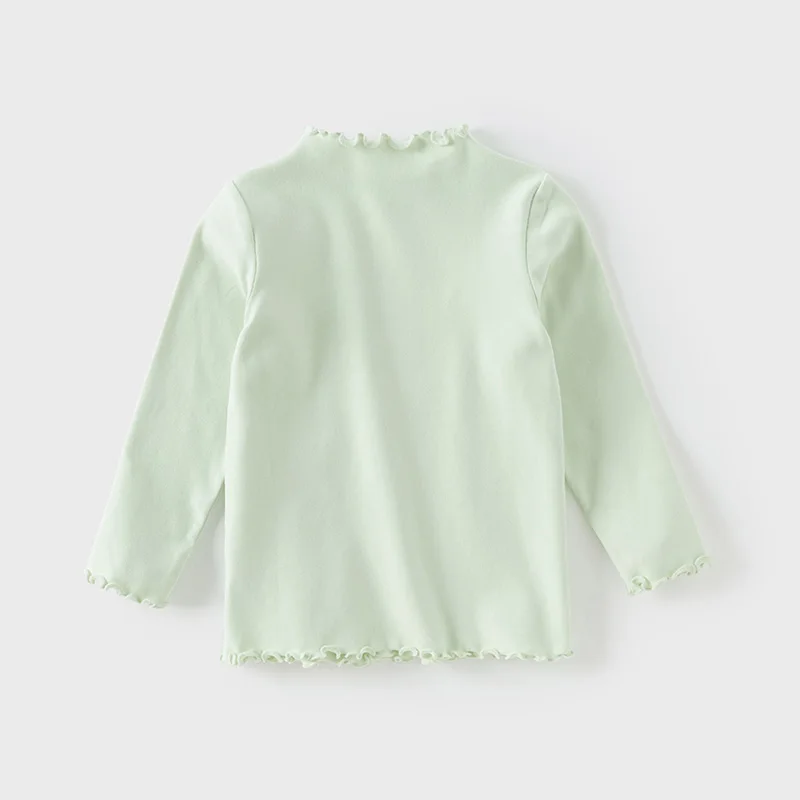 Dave Bella 2025 Spring Children Girls Baby Long Sleeved T-shirts Fashion Casual Children's Pure Cotton Base Layers Top DB1250442