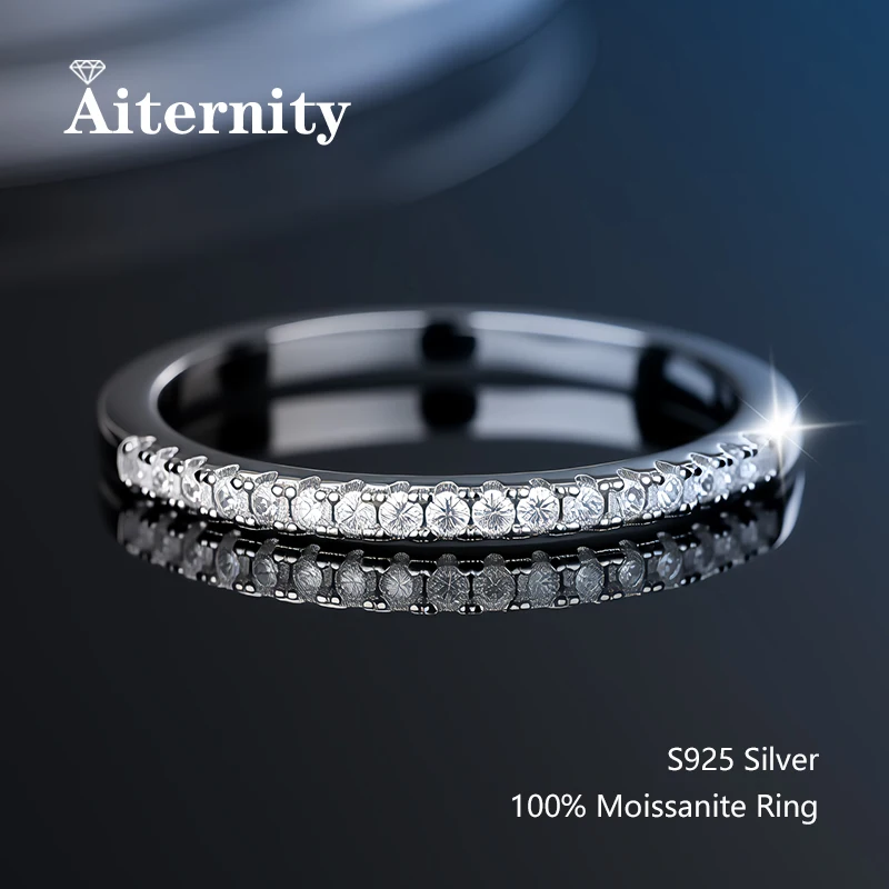 100% Real Moissanite Ring Pass Diamond Tester Pen With GRA Certificate For Women Men 925 Sterling Silver Female Single Tail Ring
