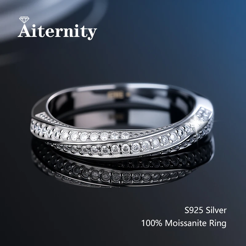 100% Real Moissanite Ring Pass Diamond Tester Pen With GRA Certificate For Women Men 925 Sterling Silver Female Single Tail Ring