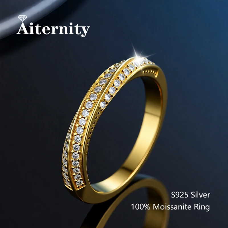 100% Real Moissanite Ring Pass Diamond Tester Pen With GRA Certificate For Women Men 925 Sterling Silver Female Single Tail Ring