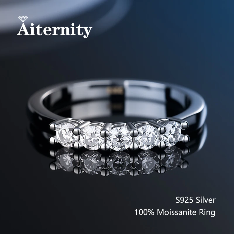 100% Real Moissanite Ring Pass Diamond Tester Pen With GRA Certificate For Women Men 925 Sterling Silver Female Single Tail Ring