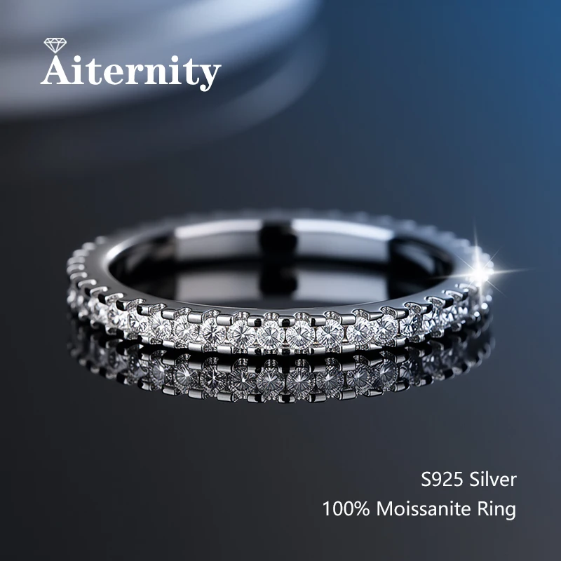 100% Real Moissanite Ring Pass Diamond Tester Pen With GRA Certificate For Women Men 925 Sterling Silver Female Single Tail Ring