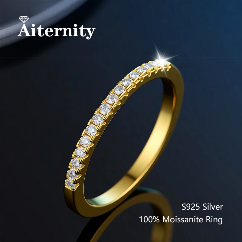 100% Real Moissanite Ring Pass Diamond Tester Pen With GRA Certificate For Women Men 925 Sterling Silver Female Single Tail Ring