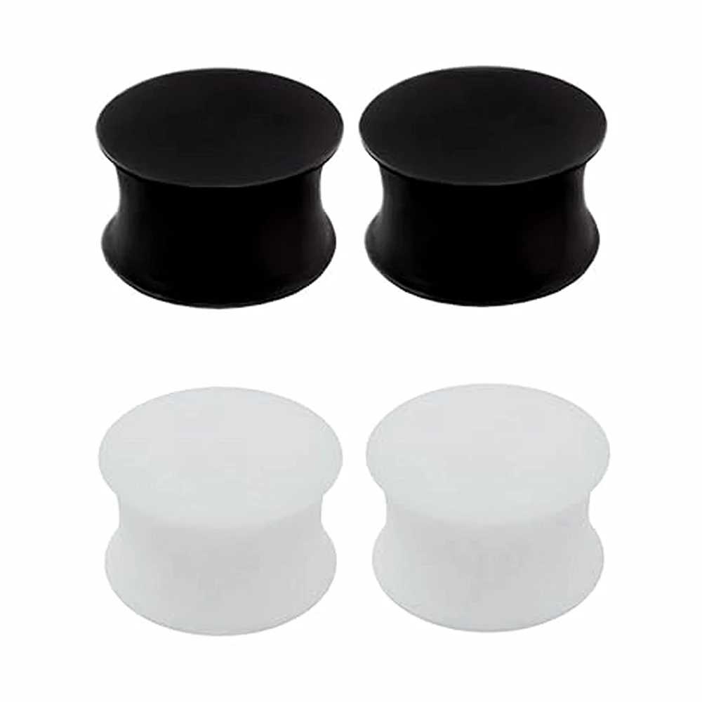 4X Silicone White Black Ear Plug Expander Cylinder Flesh Tunnel 6g (4mm) to 1" (25mm) Gauge Saddle Stretching Kit