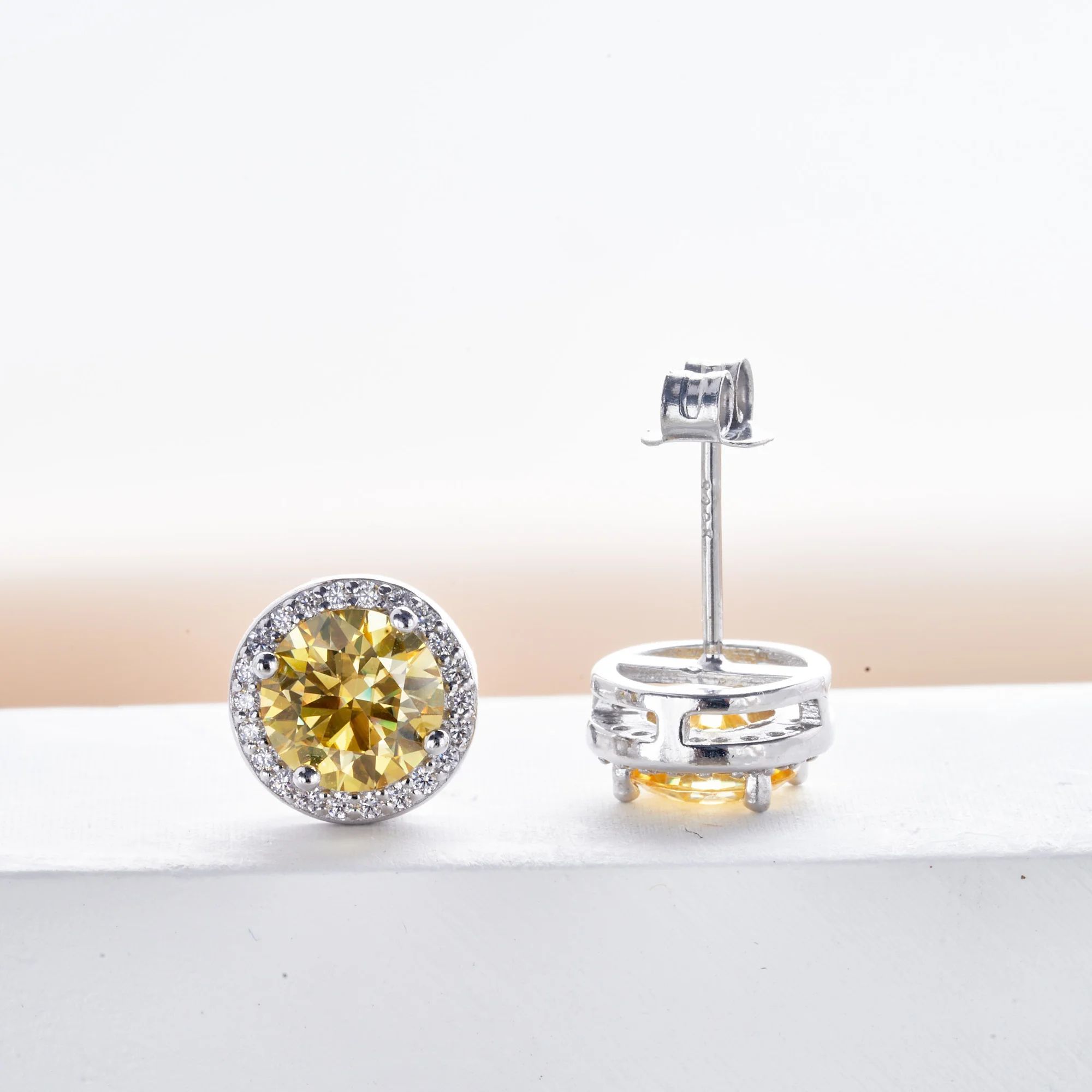 925 Sterling Silver D Color Moissanite Round Earrings Engagement Wedding Daily Work Party Travel Luxury Gift For Women Jewelry