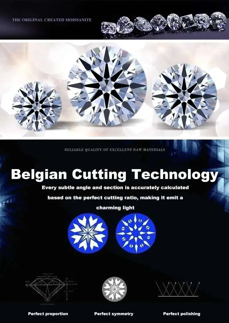 925 Sterling Silver D Color Moissanite Round Earrings Engagement Wedding Daily Work Party Travel Luxury Gift For Women Jewelry