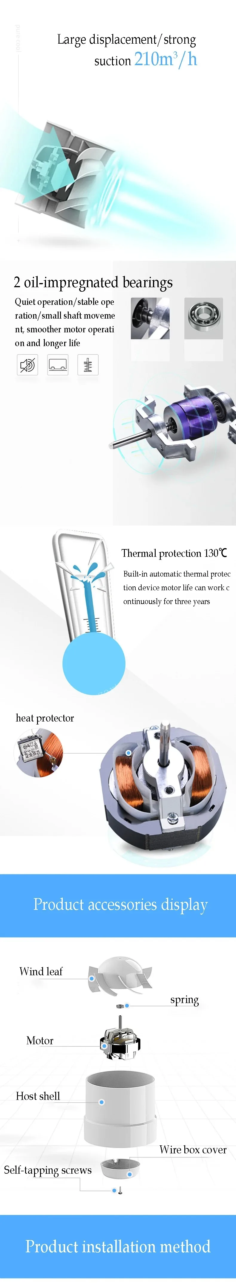 4/5/6 inch 220V Silent Ventilation Air Vents Ventilator Extractor Exhausted Extractor Fan Ventilator Bathroom Kitchen Washroom