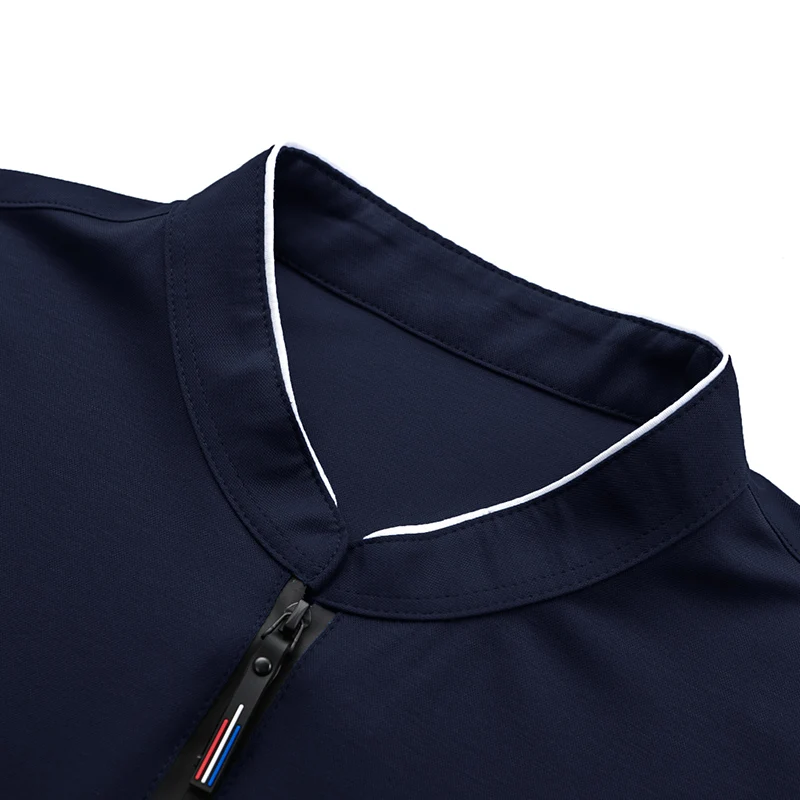 2025 Men's Casual Fashion Solid Color Long Sleeved Polo Shirt Stand Up Collar Versatile Comfortable Top