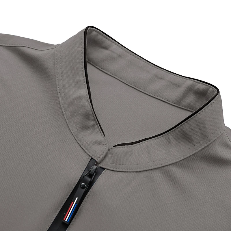 2025 Men's Casual Fashion Solid Color Long Sleeved Polo Shirt Stand Up Collar Versatile Comfortable Top