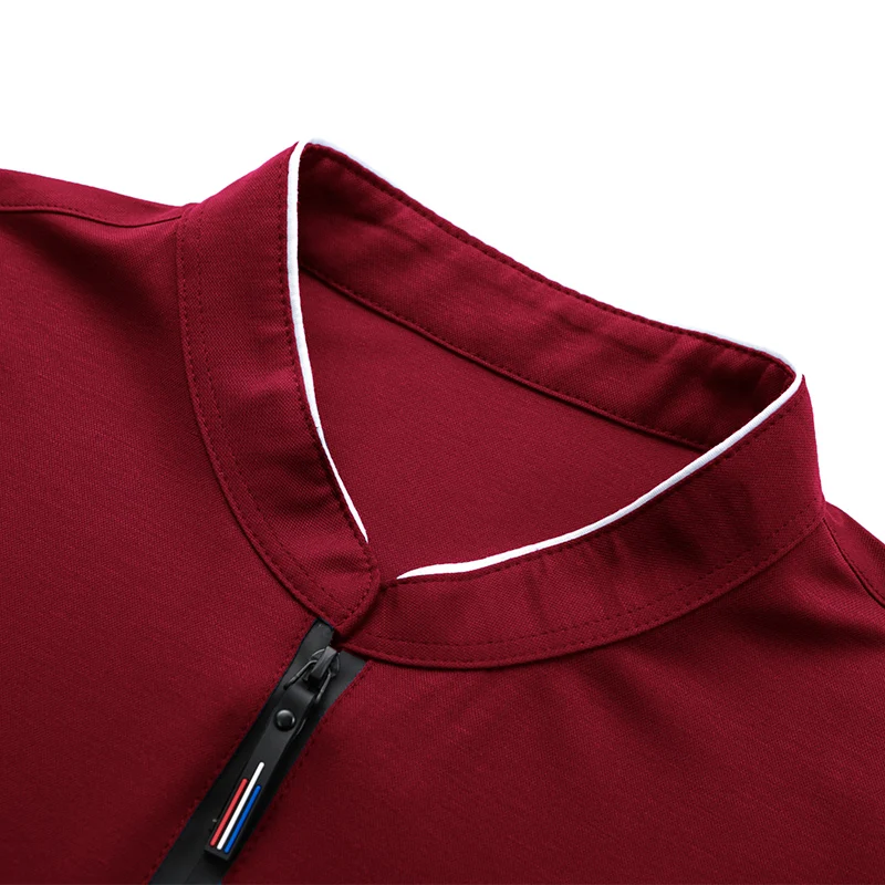 2025 Men's Casual Fashion Solid Color Long Sleeved Polo Shirt Stand Up Collar Versatile Comfortable Top