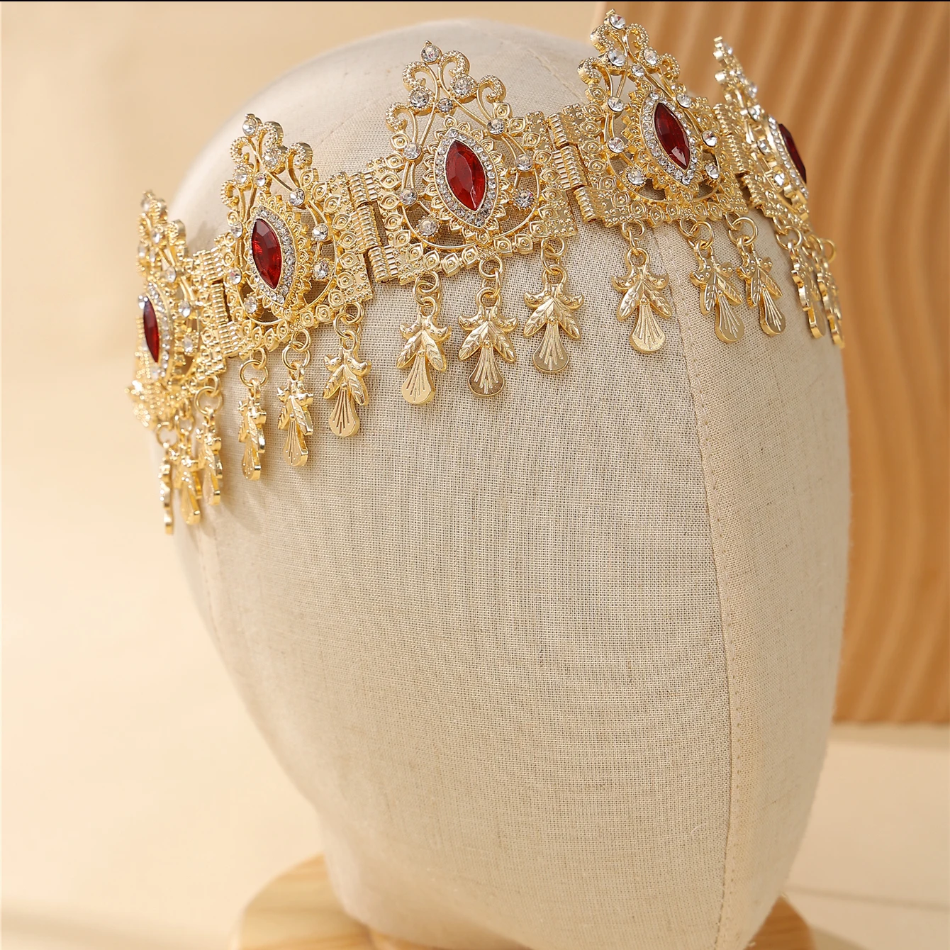 Moroccan Wedding Hair Chain Jewelry for Women's Headpiece Luxury Gold Color Crystal Bridal Hair Accessories Gift