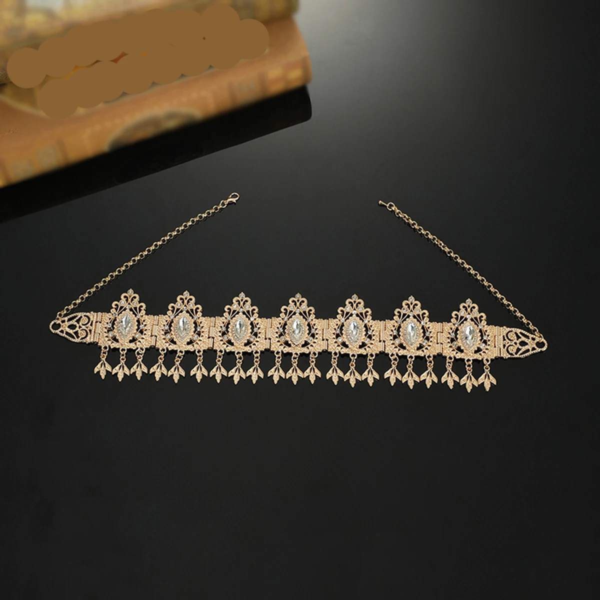 Moroccan Wedding Hair Chain Jewelry for Women's Headpiece Luxury Gold Color Crystal Bridal Hair Accessories Gift