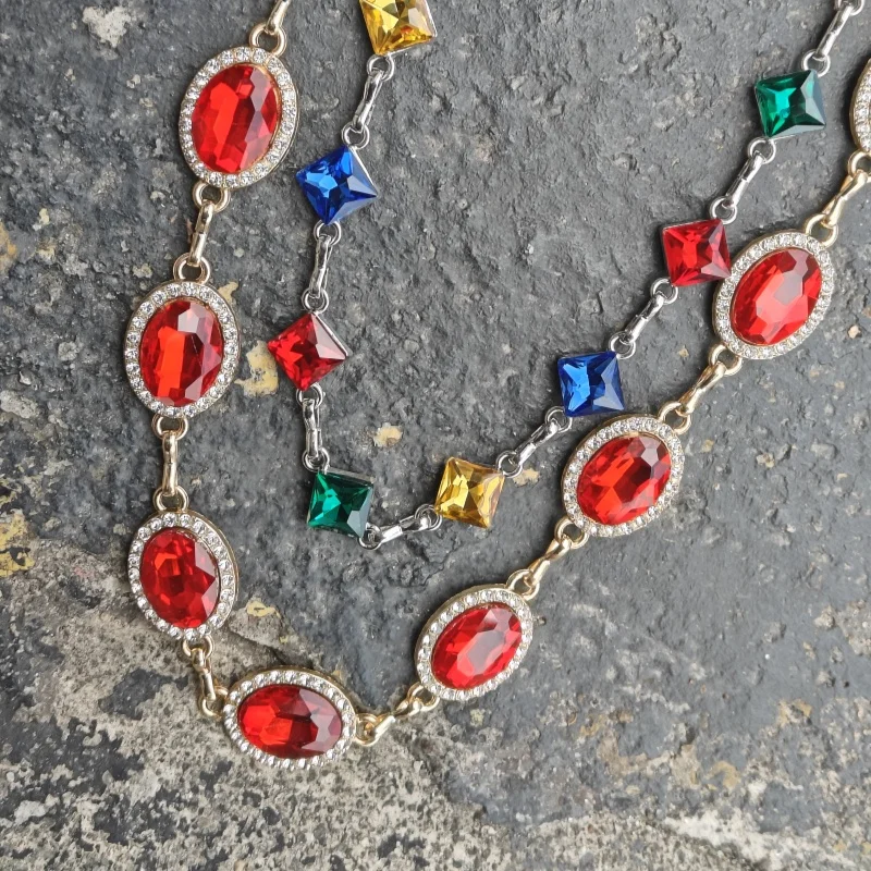 Retro Agate Colorful Pants Chain New Styles For Men And Women Light Luxury Goods Waist Accessory One's Waist Hip Hop Jewelry