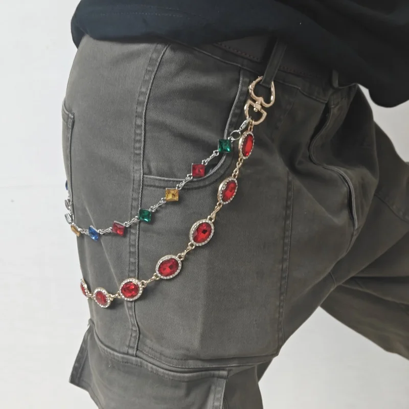 Retro Agate Colorful Pants Chain New Styles For Men And Women Light Luxury Goods Waist Accessory One's Waist Hip Hop Jewelry