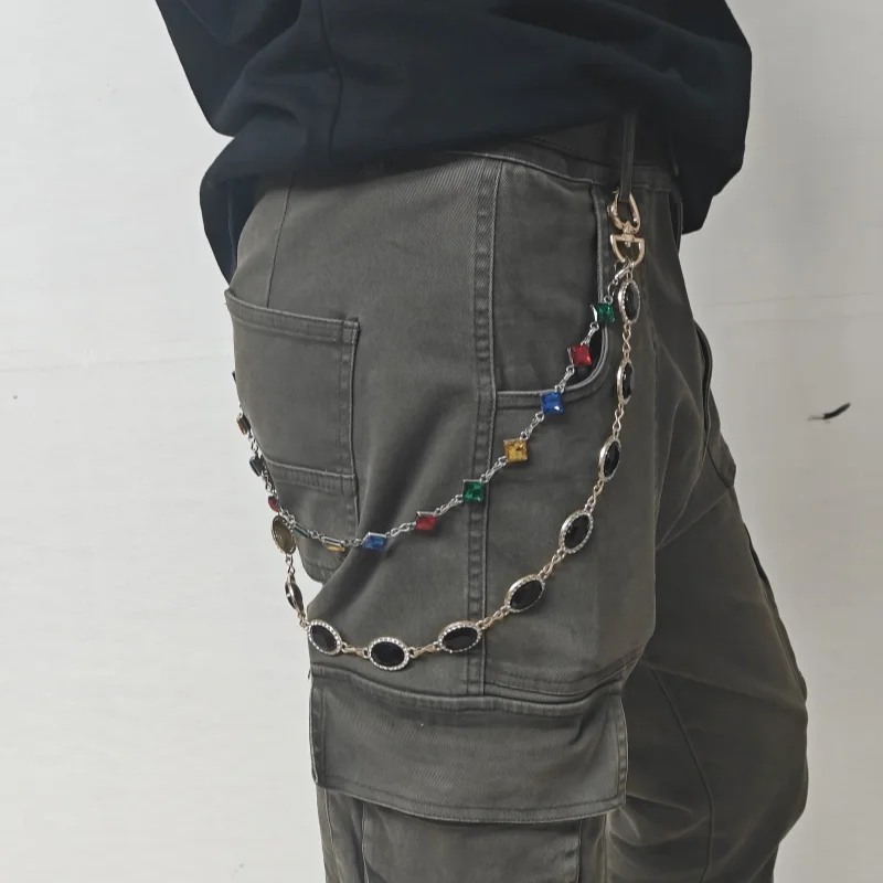 Retro Agate Colorful Pants Chain New Styles For Men And Women Light Luxury Goods Waist Accessory One's Waist Hip Hop Jewelry