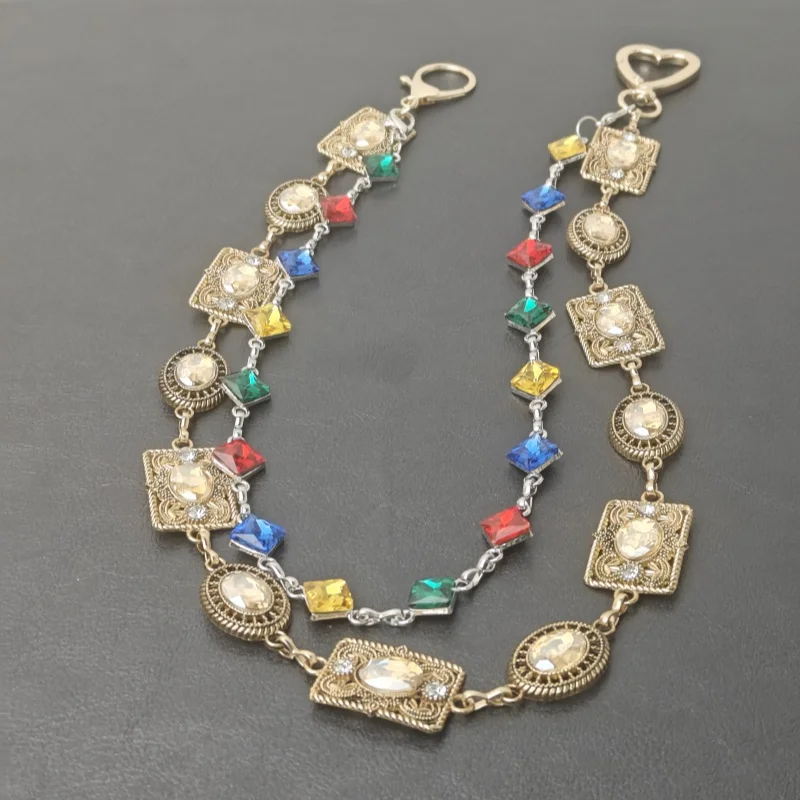 Retro Agate Colorful Pants Chain New Styles For Men And Women Light Luxury Goods Waist Accessory One's Waist Hip Hop Jewelry