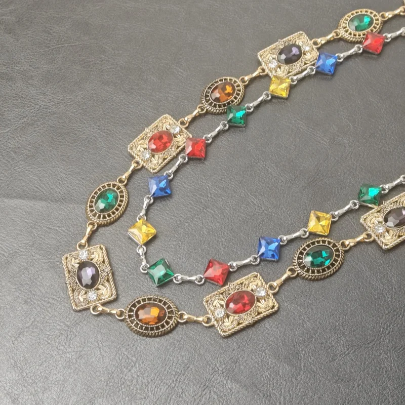 Retro Agate Colorful Pants Chain New Styles For Men And Women Light Luxury Goods Waist Accessory One's Waist Hip Hop Jewelry