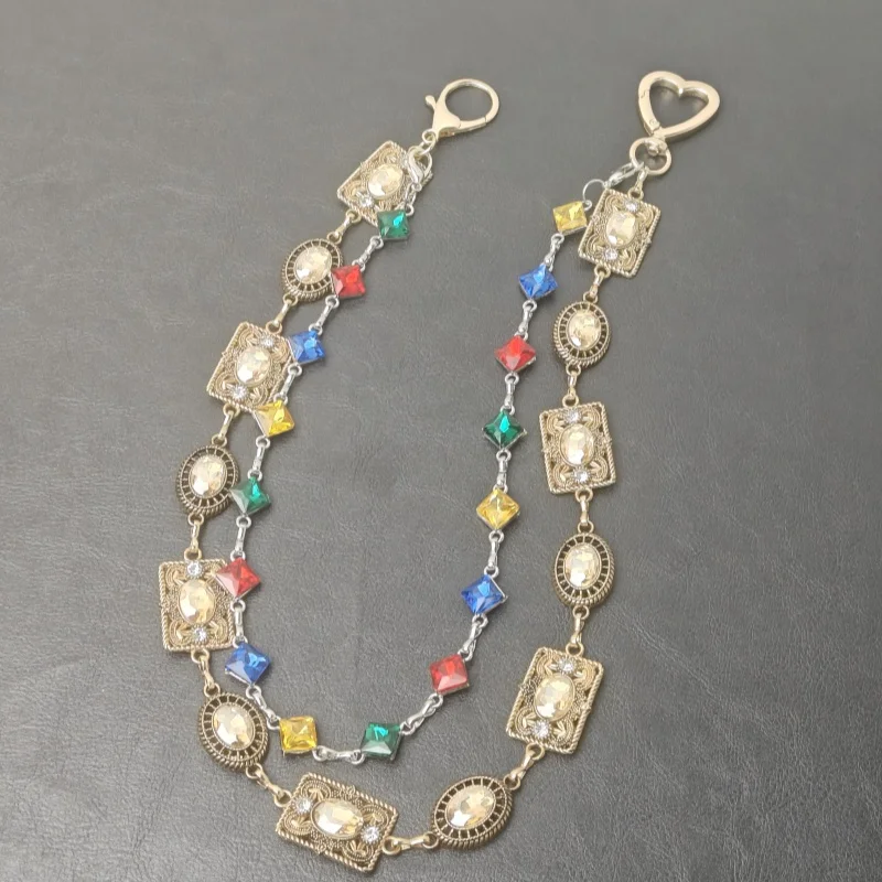 Retro Agate Colorful Pants Chain New Styles For Men And Women Light Luxury Goods Waist Accessory One's Waist Hip Hop Jewelry