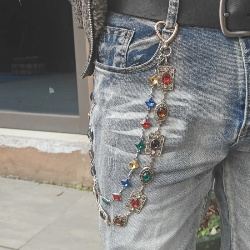 Retro Agate Colorful Pants Chain New Styles For Men And Women Light Luxury Goods Waist Accessory One's Waist Hip Hop Jewelry