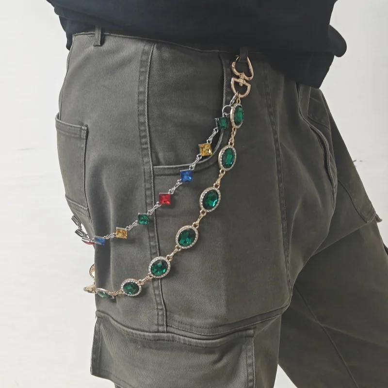 Retro Agate Colorful Pants Chain New Styles For Men And Women Light Luxury Goods Waist Accessory One's Waist Hip Hop Jewelry