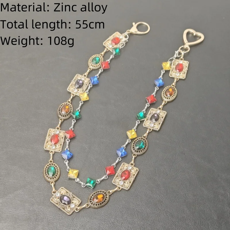 Retro Agate Colorful Pants Chain New Styles For Men And Women Light Luxury Goods Waist Accessory One's Waist Hip Hop Jewelry