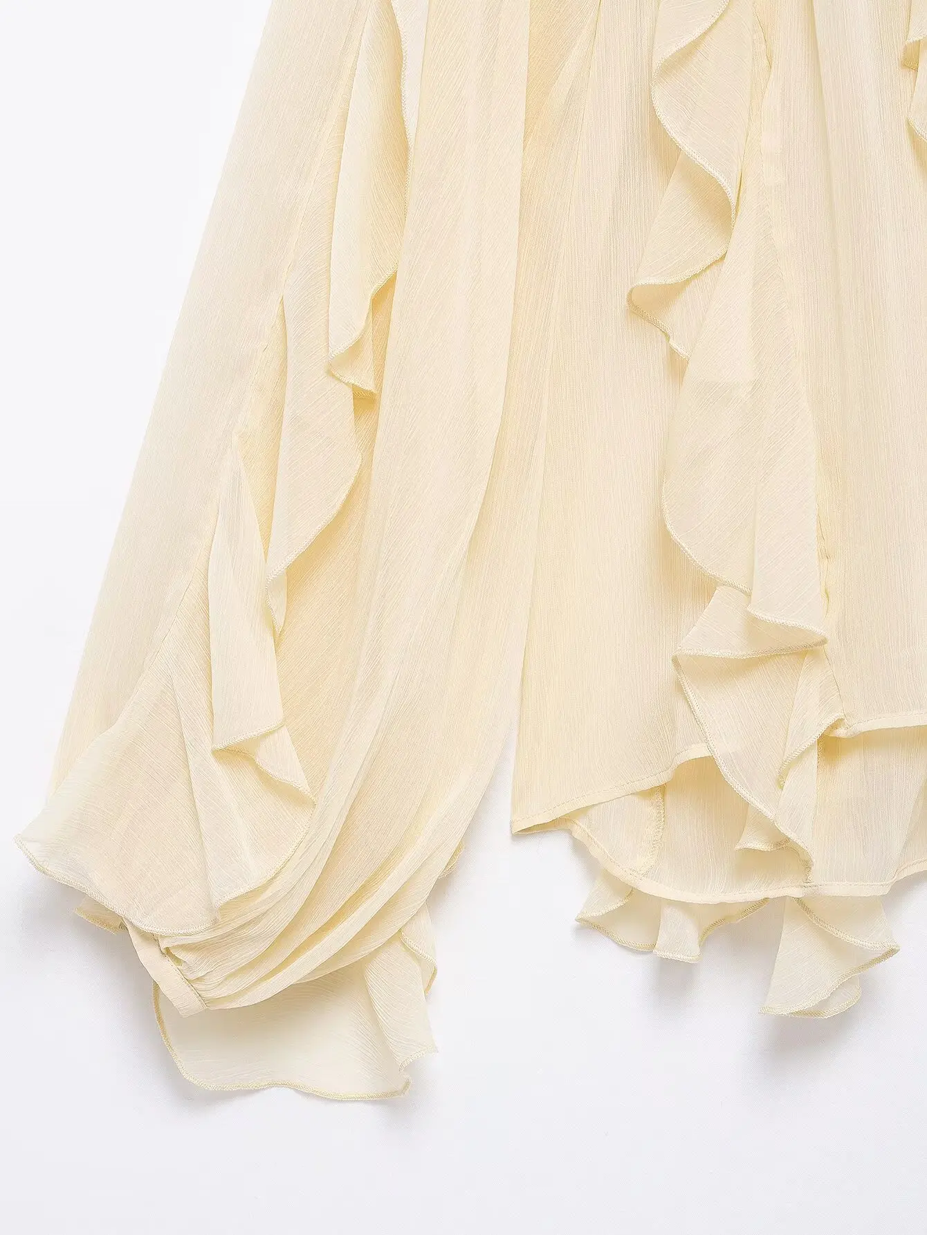 Women's Casual Ruffled Shirt Loose Lace Up Hollow Out V Neck Tops 2025 Spring Blouses Women Clothes