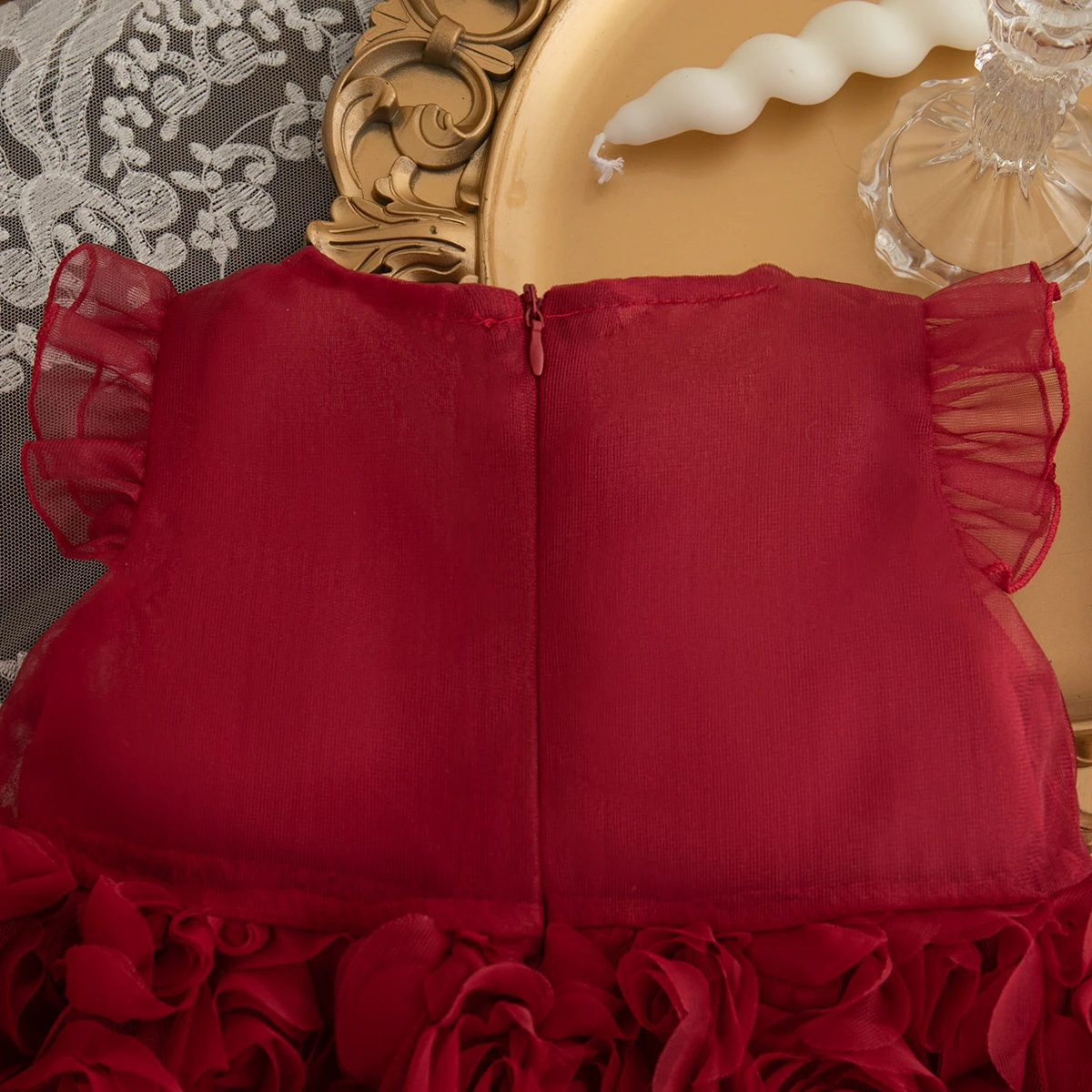 Elegant Baby Dress Rose Flower Mesh Princess Dress Big Bow Baby Tutu Dress Gown for Kids