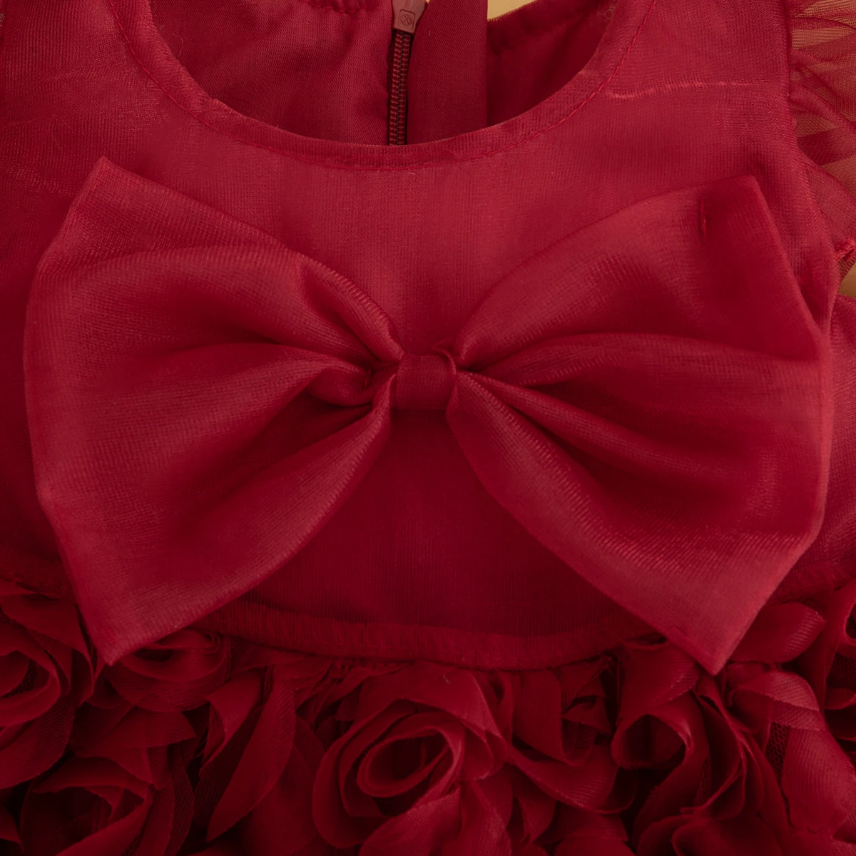 Elegant Baby Dress Rose Flower Mesh Princess Dress Big Bow Baby Tutu Dress Gown for Kids