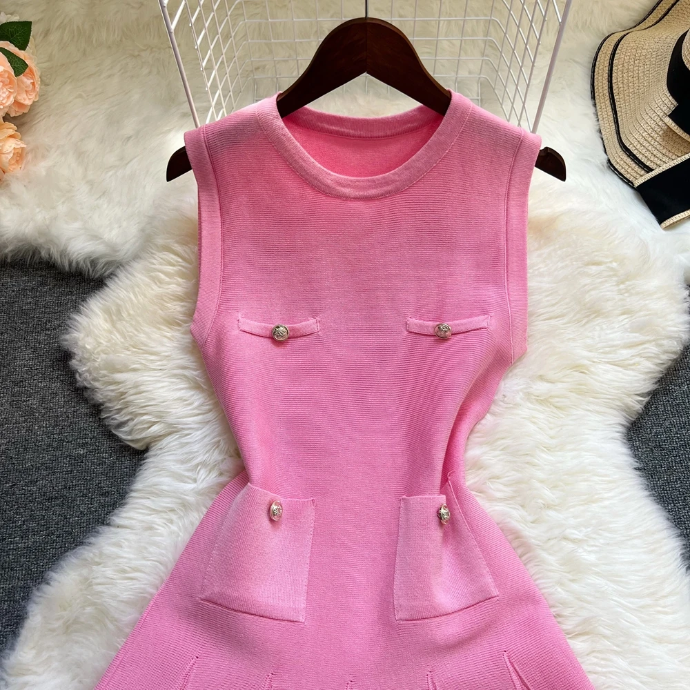 YuooMuoo Chic Fashion 2026 Summer Pleated Short Dress Women O-neck Slim Waist A-line Party Dress Streetwear Lady Outfits Vestido