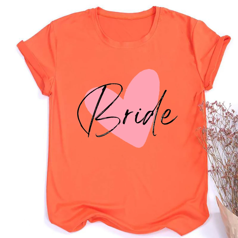 Heart Printed Team Bride Shirts Bride Bachelorette Party T-shirt Hen Party Bridal and Friends Family T-shirt Bridesmaid Outfit
