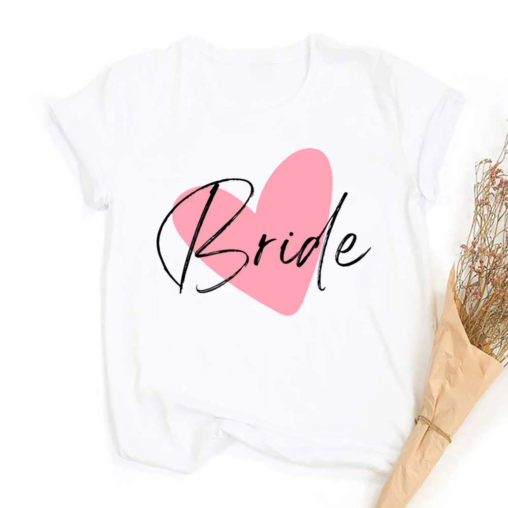 Heart Printed Team Bride Shirts Bride Bachelorette Party T-shirt Hen Party Bridal and Friends Family T-shirt Bridesmaid Outfit