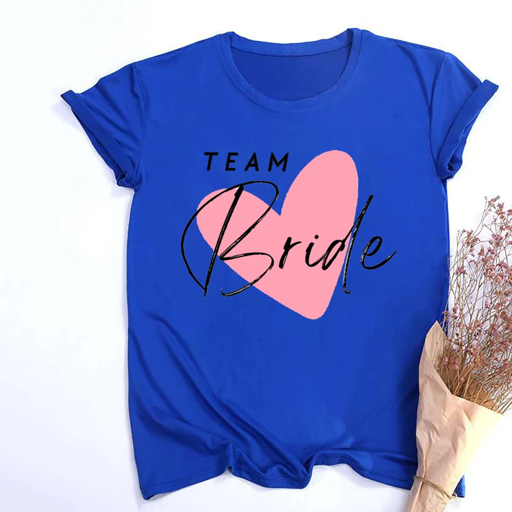 Heart Printed Team Bride Shirts Bride Bachelorette Party T-shirt Hen Party Bridal and Friends Family T-shirt Bridesmaid Outfit