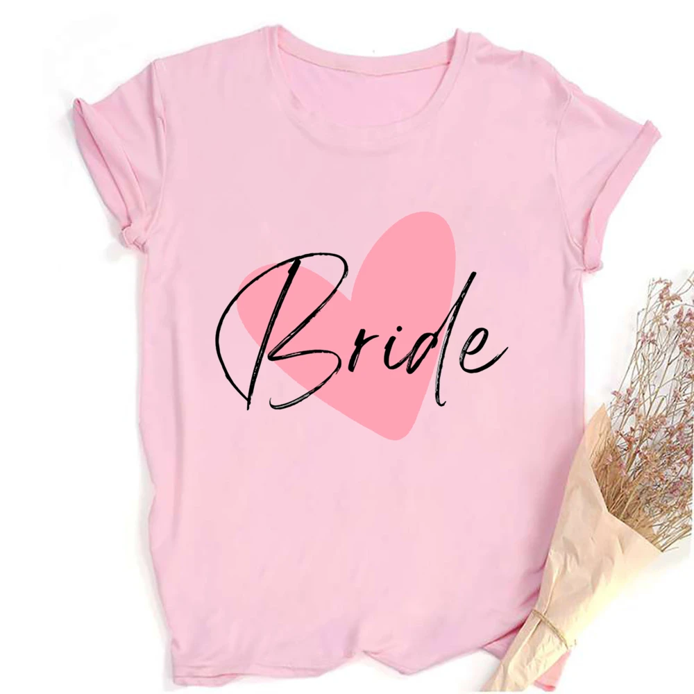 Heart Printed Team Bride Shirts Bride Bachelorette Party T-shirt Hen Party Bridal and Friends Family T-shirt Bridesmaid Outfit