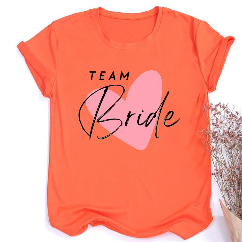 Heart Printed Team Bride Shirts Bride Bachelorette Party T-shirt Hen Party Bridal and Friends Family T-shirt Bridesmaid Outfit