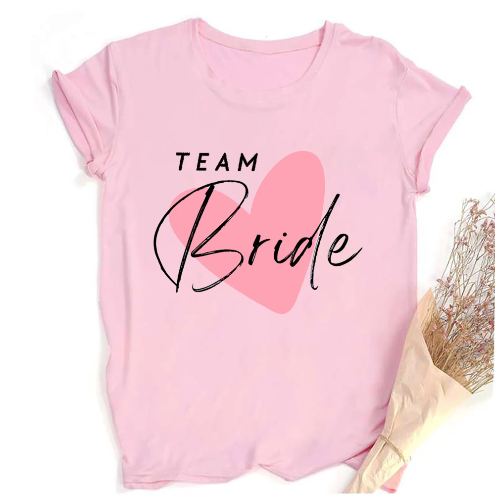 Heart Printed Team Bride Shirts Bride Bachelorette Party T-shirt Hen Party Bridal and Friends Family T-shirt Bridesmaid Outfit