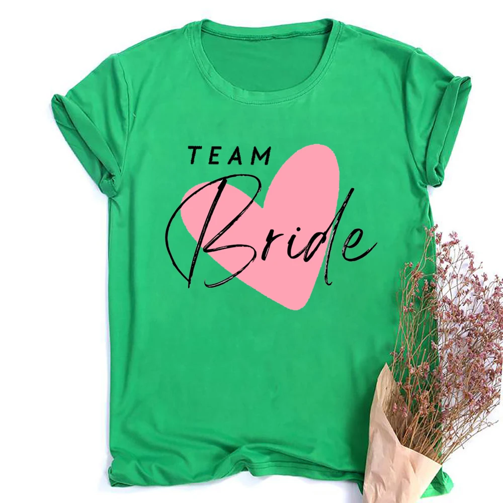 Heart Printed Team Bride Shirts Bride Bachelorette Party T-shirt Hen Party Bridal and Friends Family T-shirt Bridesmaid Outfit