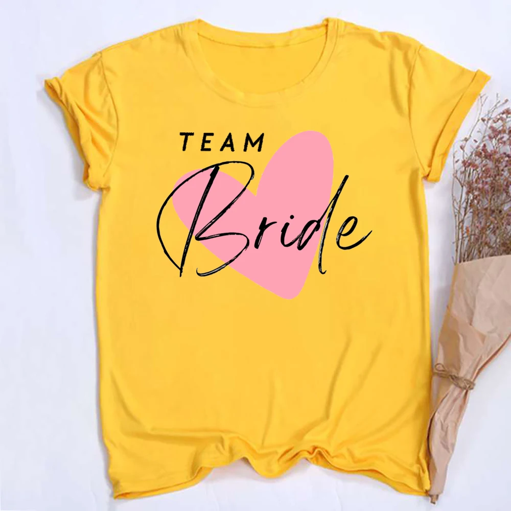 Heart Printed Team Bride Shirts Bride Bachelorette Party T-shirt Hen Party Bridal and Friends Family T-shirt Bridesmaid Outfit