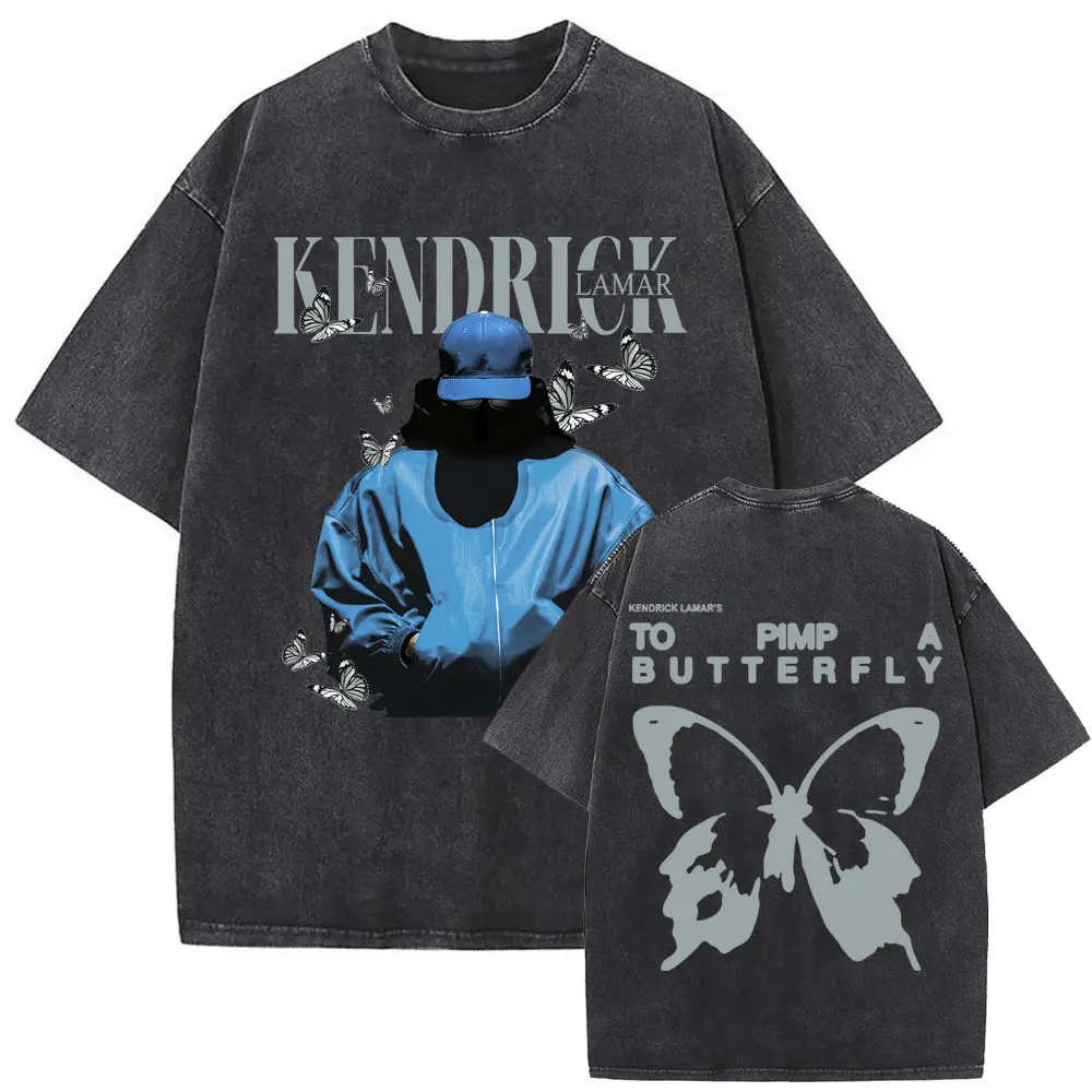 Limited Washed Vintage Rapper Kendrick Lamar DAMN Double Sided Print T-shirt Men Women Hip Hop Fashion Street Oversized T Shirts