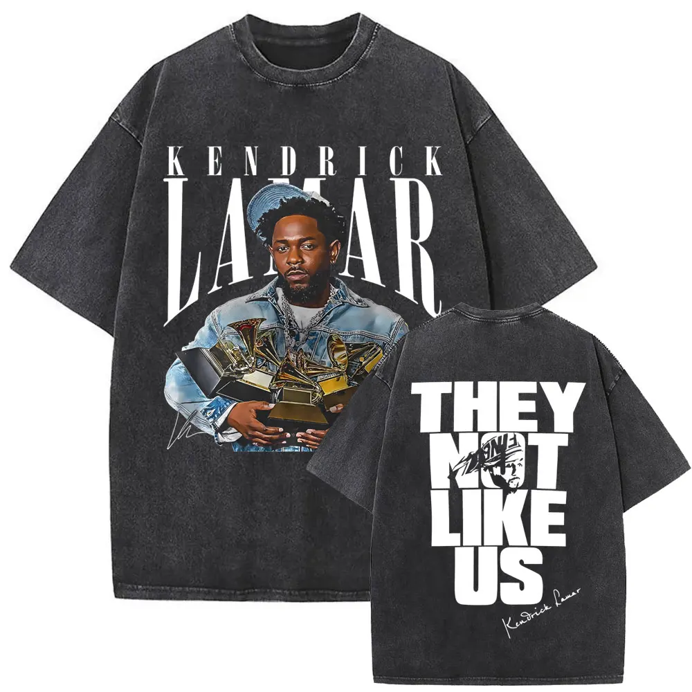 Limited Washed Vintage Rapper Kendrick Lamar DAMN Double Sided Print T-shirt Men Women Hip Hop Fashion Street Oversized T Shirts