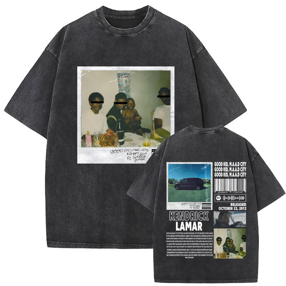 Limited Washed Vintage Rapper Kendrick Lamar DAMN Double Sided Print T-shirt Men Women Hip Hop Fashion Street Oversized T Shirts