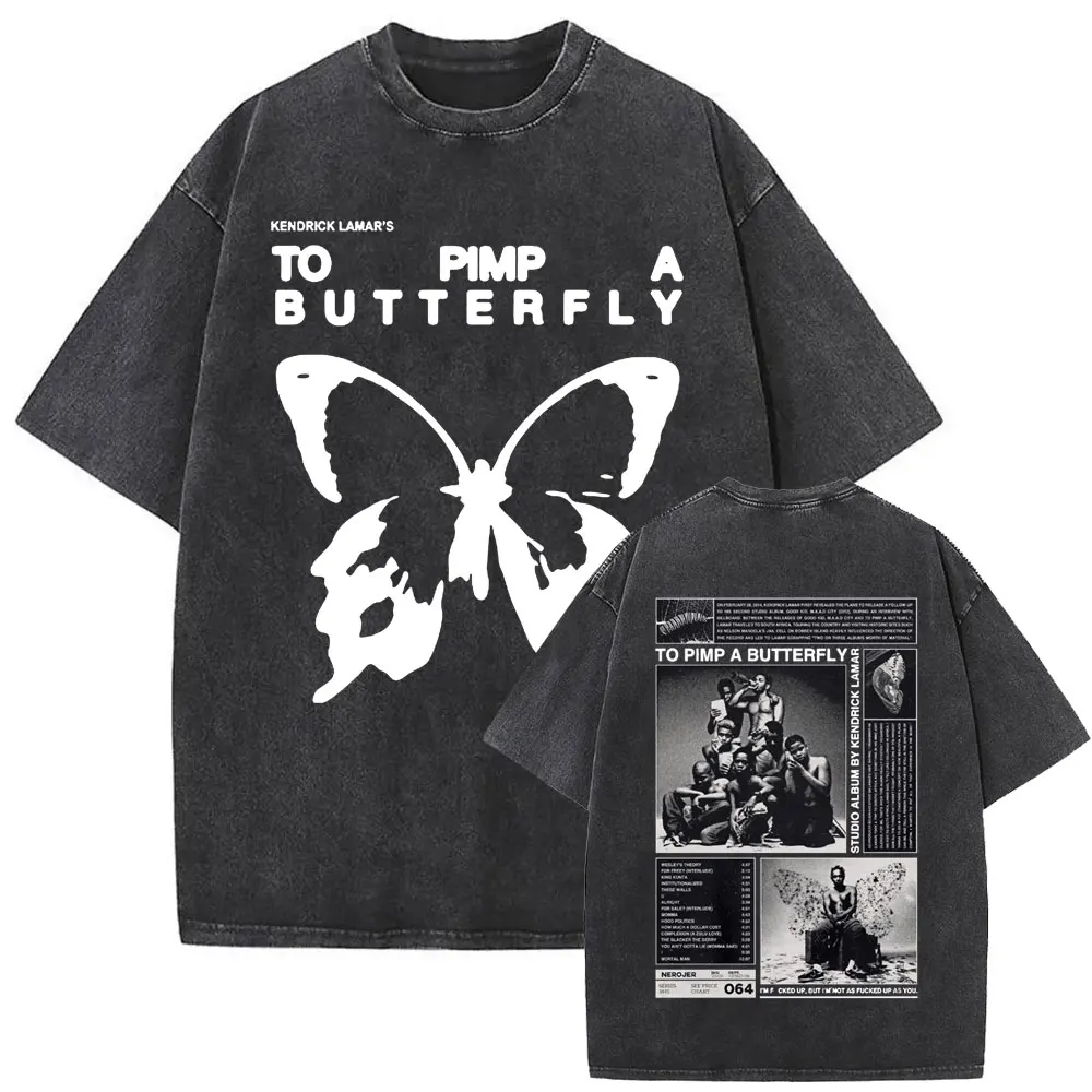 Limited Washed Vintage Rapper Kendrick Lamar DAMN Double Sided Print T-shirt Men Women Hip Hop Fashion Street Oversized T Shirts